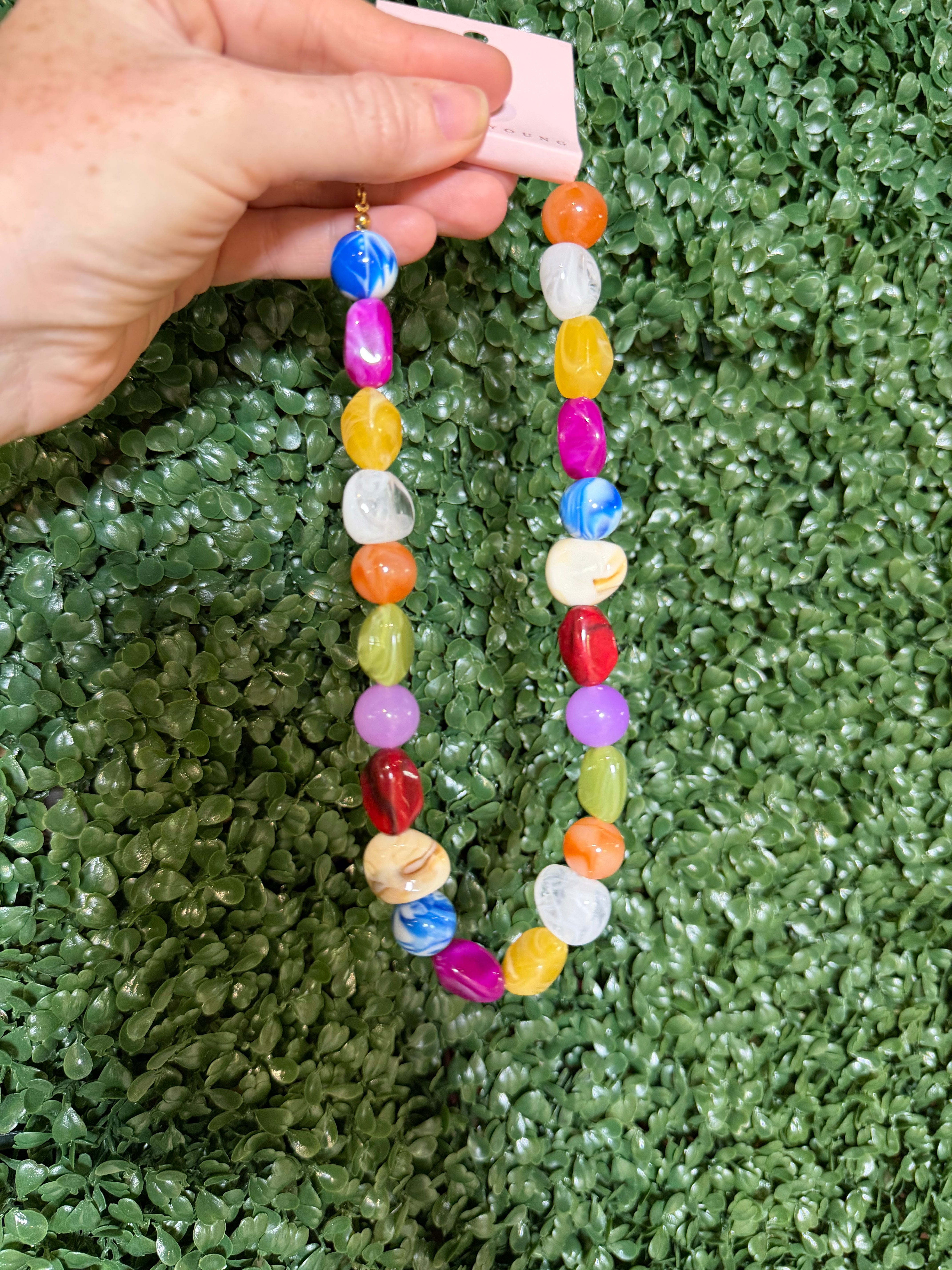 Color Pop Mixed Shape Beaded Necklace – Charleys Clothing